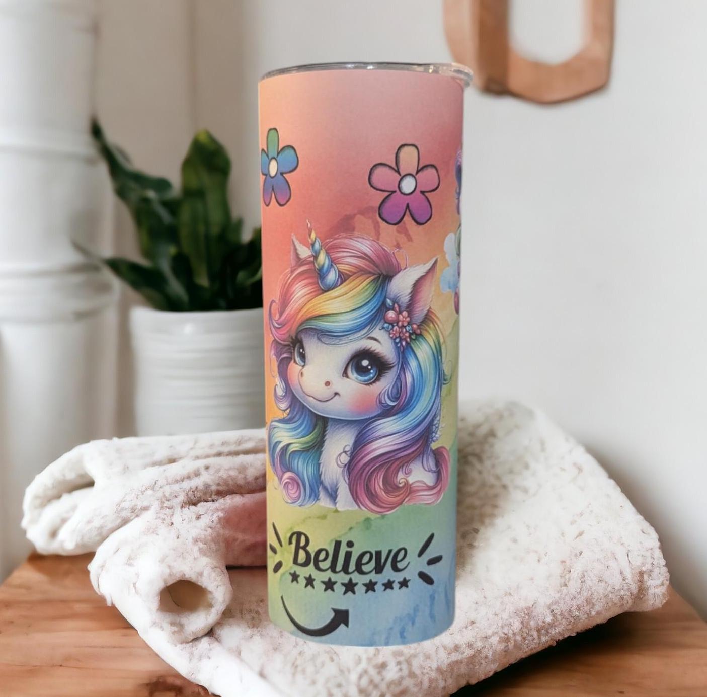 Colorful Unicorn Tumbler With Cute Sayings, 20oz Tumbler With Reusable Straw, Unicorn Lover Gift, Unicorn Cup With Name, Unicorn Lover Gift