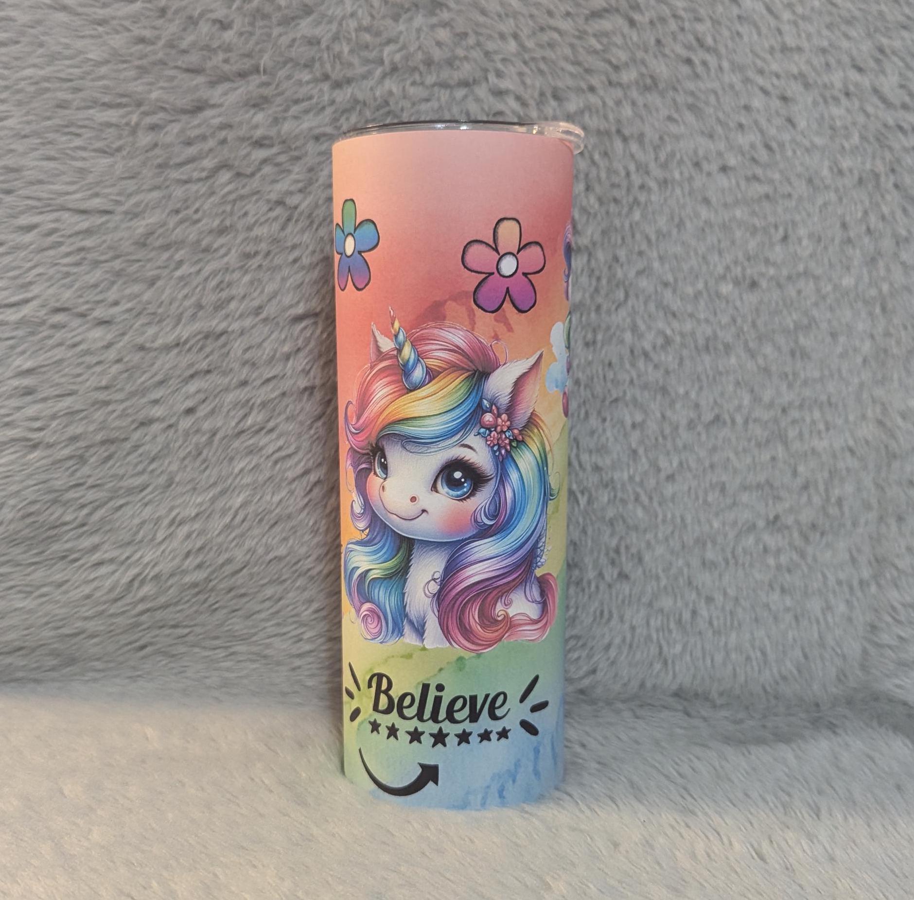 Colorful Unicorn Tumbler With Cute Sayings, 20oz Tumbler With Reusable Straw, Unicorn Lover Gift, Unicorn Cup With Name, Unicorn Lover Gift