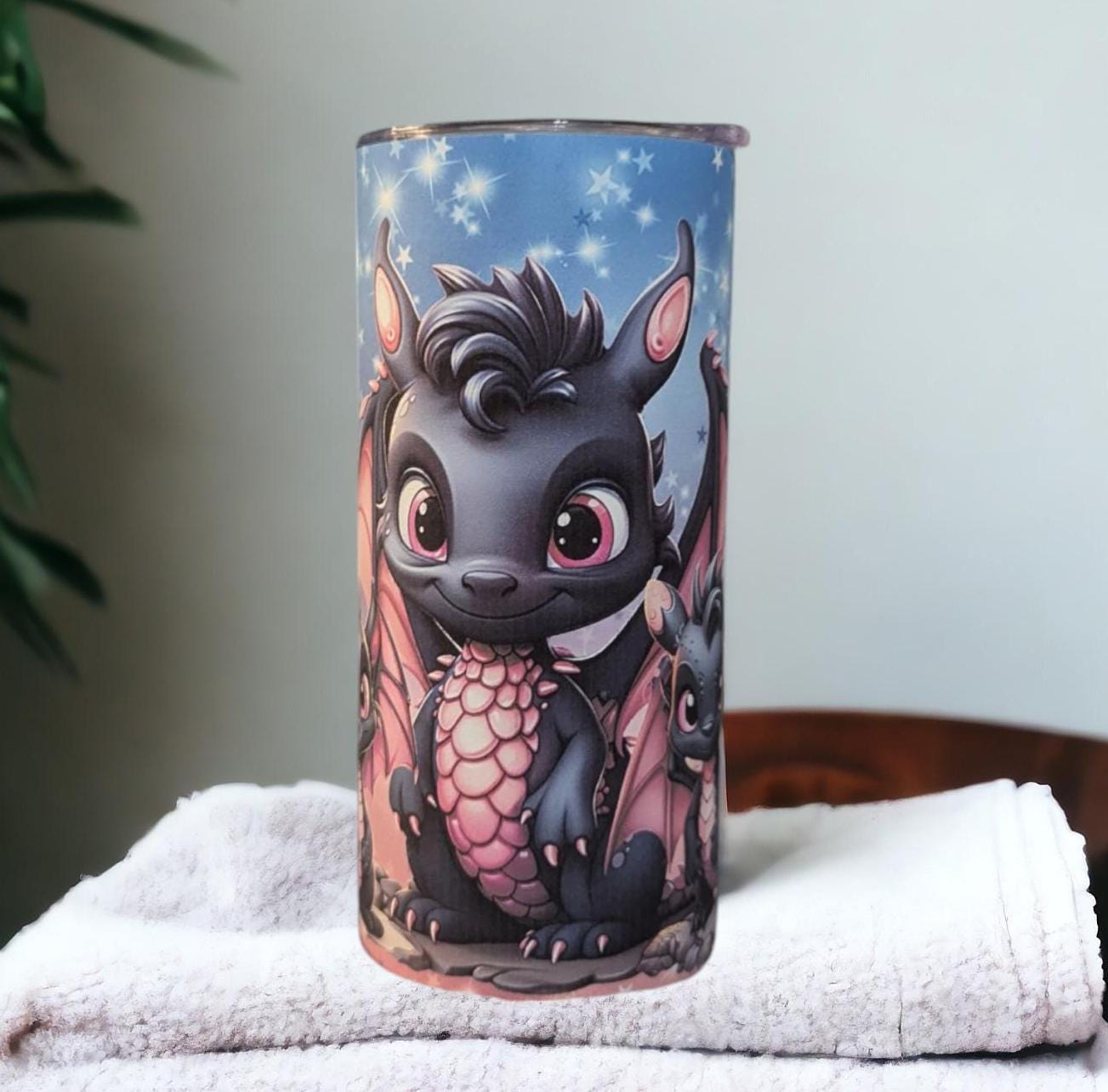Cute Dragon Tumbler For Kids Can Be Personalized, Dragon Cup With Name, Includes Reusable Plastic Straw, Home Or On The Go