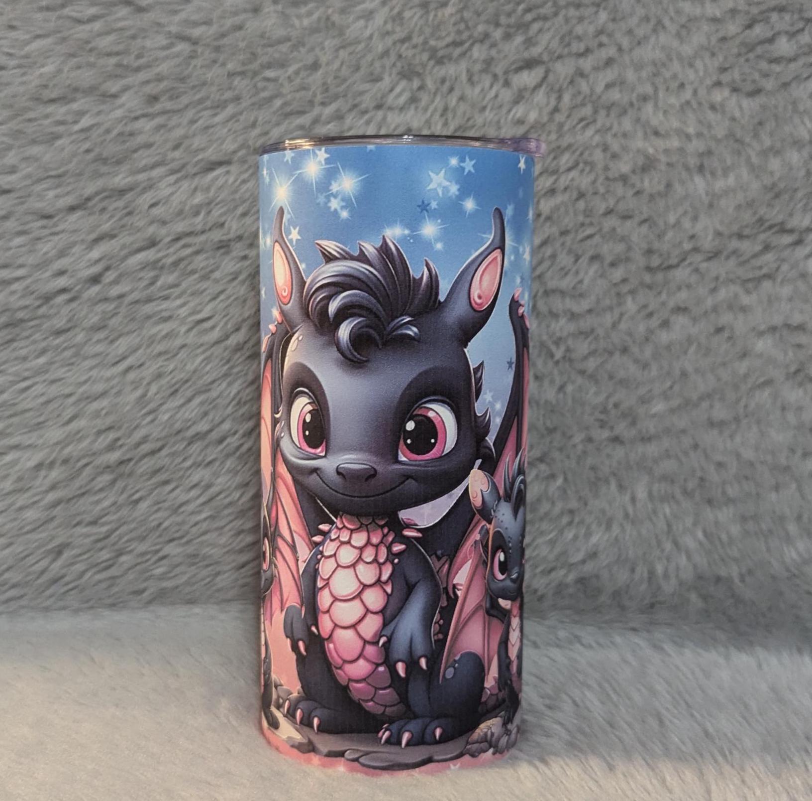 Cute Dragon Tumbler For Kids Can Be Personalized, Dragon Cup With Name, Includes Reusable Plastic Straw, Home Or On The Go