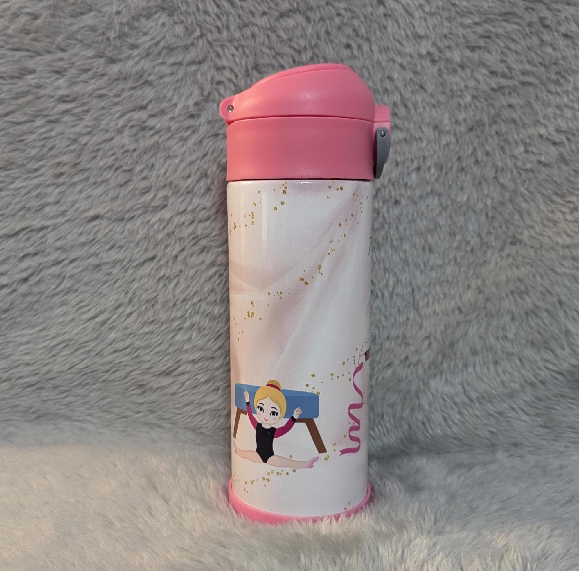 Kids Gymnast Water bottle 12oz With Reusable Straw Can Be Personalized