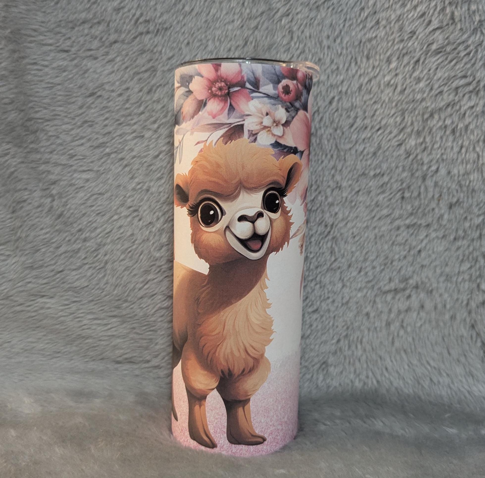 Baby Llama Tumbler With Straw Can Be Personalized, Cup With Name, Llama Gift, 20oz Tumbler For Hot Or Cold Drinks -  For Home Or On The Go