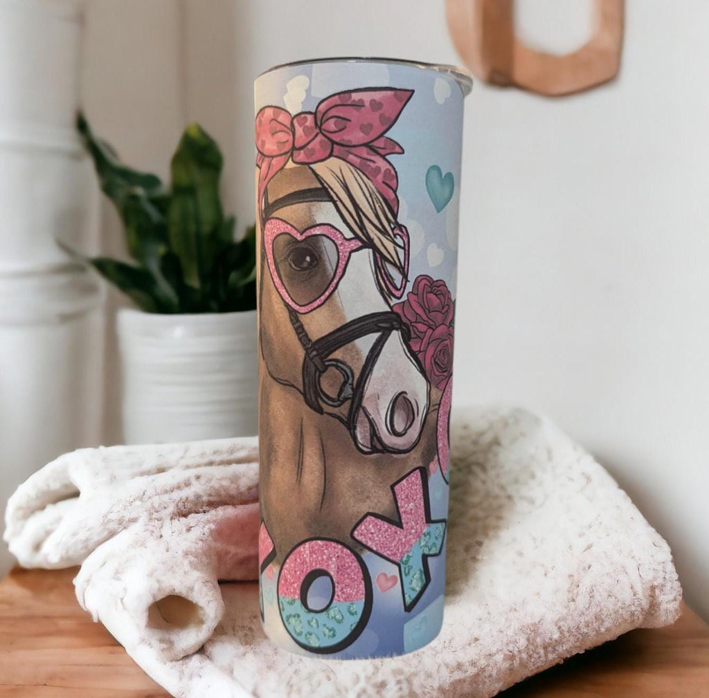 Horse Tumbler 20oz With Reusable Straw Can Be Personalized
