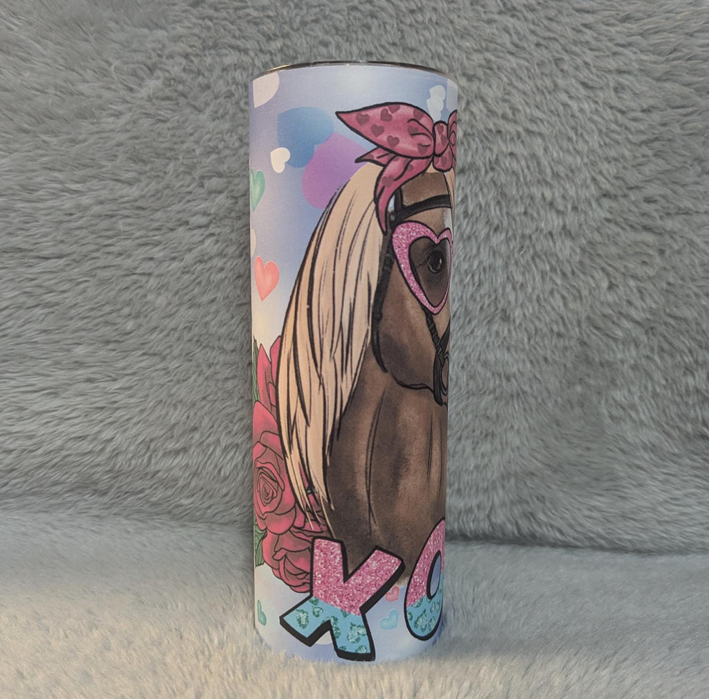 Horse Tumbler 20oz With Reusable Straw Can Be Personalized