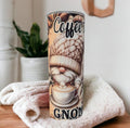Coffee Time Gnomies Tumbler, Gnome Tumbler With Reusable Straw, Gnome Gift, Gnome Coffee Tumbler, 20oz Skinny Tumbler