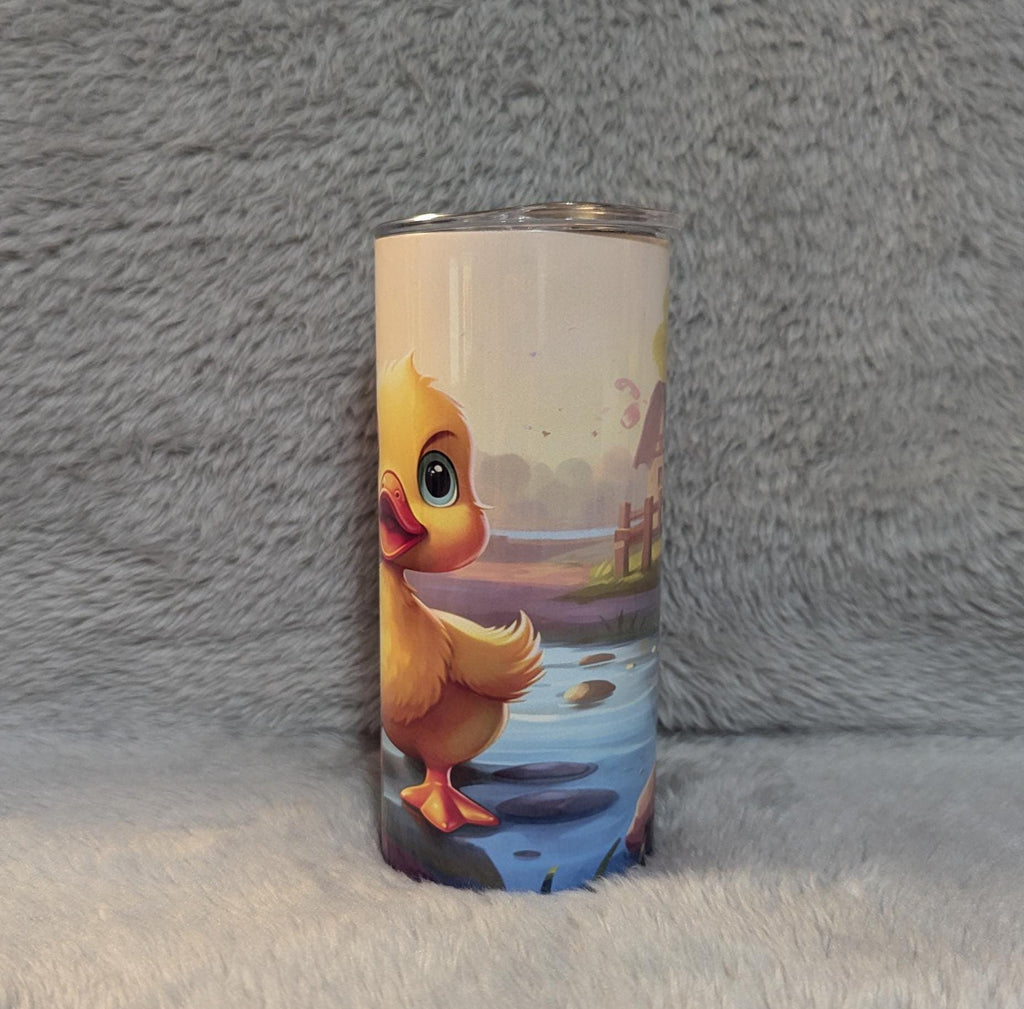 Duckling Tumbler With A Cute Duck In A Pond, Personalized Kids Tumbler, Duck Tumbler, Duck Design, Cartoon Duck, Kids Tumbler, Kids Duck Cup