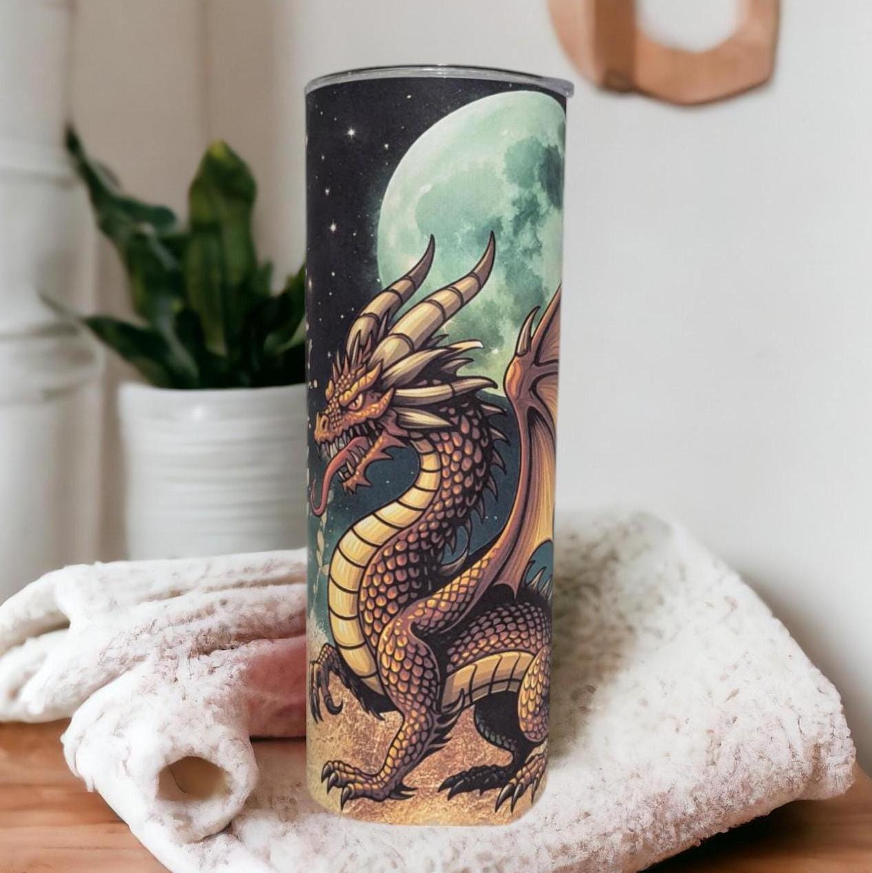 Dragon Tumbler Can Be Personalized, Dragon Cup With Name, Personalized Dragon Tumbler, Dragon Lover Gift, 20oz Tumbler With Reusable Straw