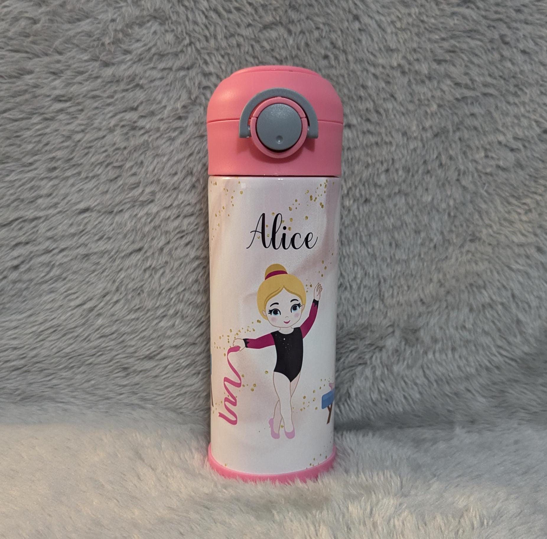 Kids Gymnast Water bottle 12oz With Reusable Straw Can Be Personalized