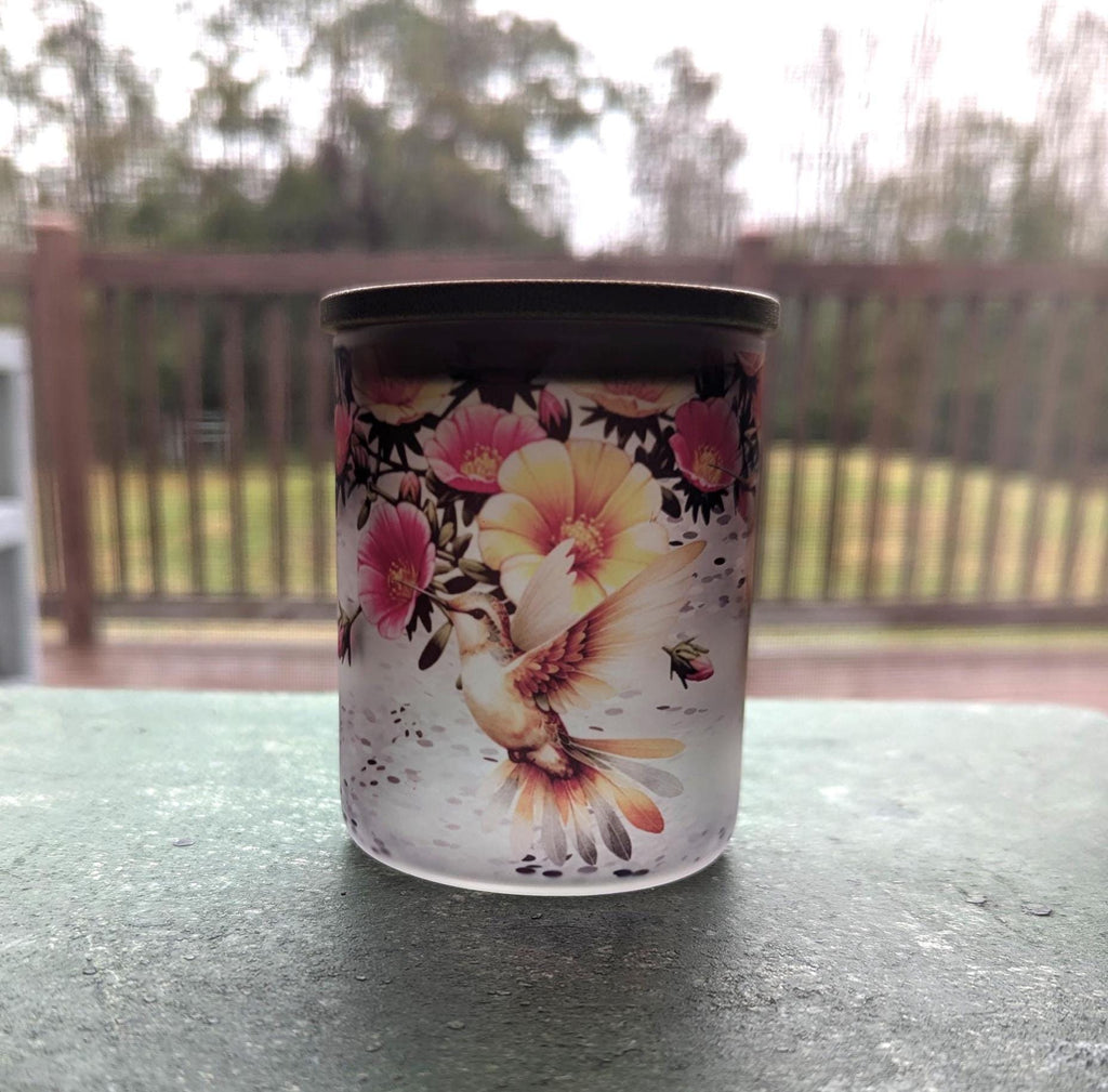 Glass Hummingbird Candle Holder With A Battery Operated Flickering Tea Light