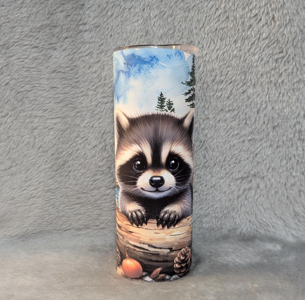 Cute Raccoon Tumbler That Can Be Personalized, Includes A Reusable Straw, Cup With Name, Raccoon Lover Gift, 20oz Tumbler