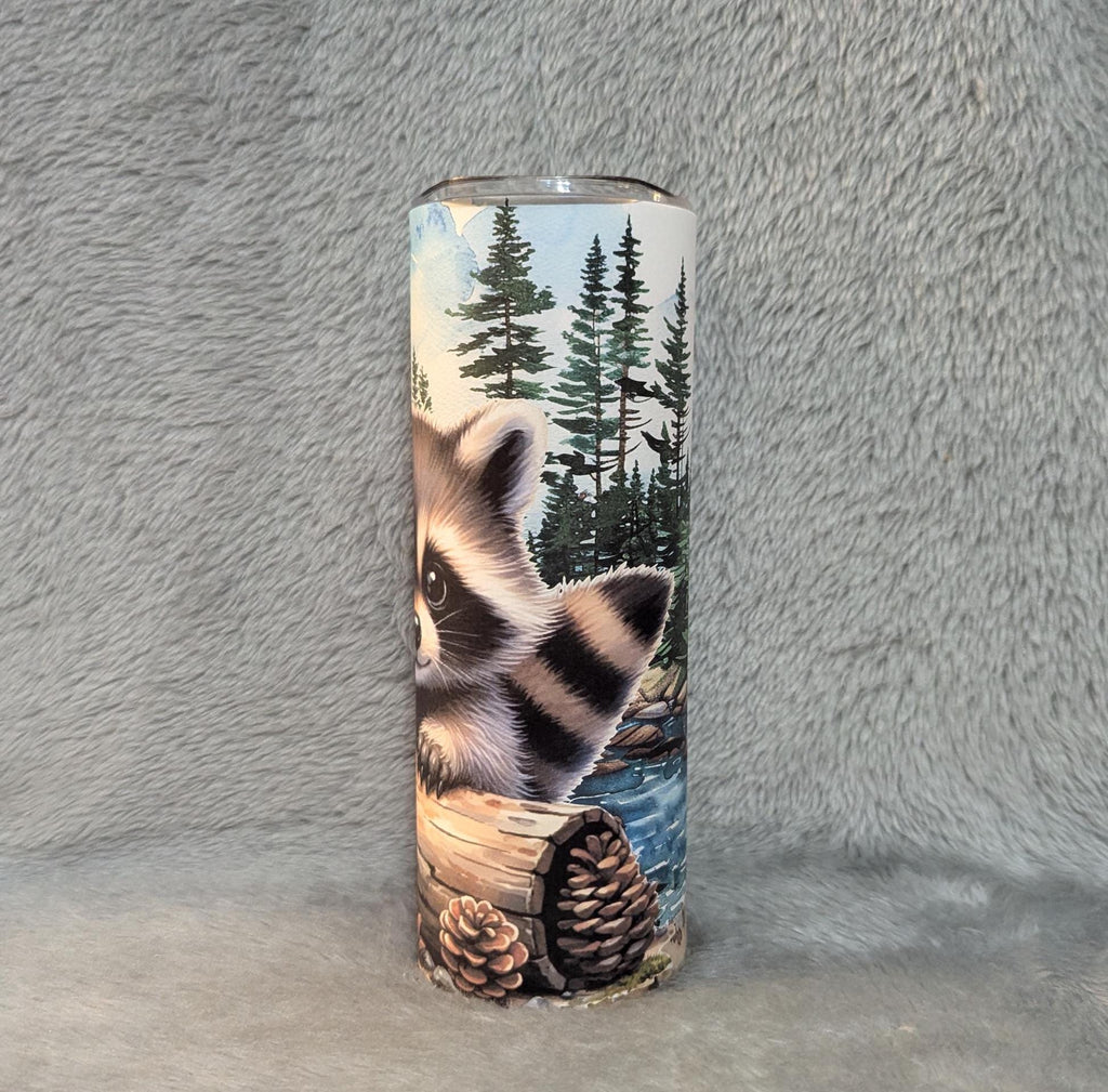 Cute Raccoon Tumbler That Can Be Personalized, Includes A Reusable Straw, Cup With Name, Raccoon Lover Gift, 20oz Tumbler