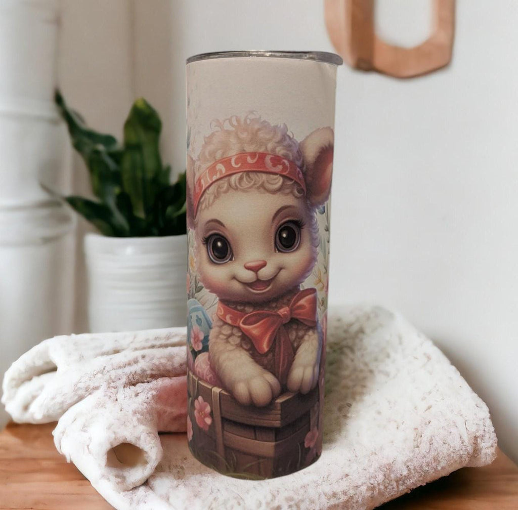 Easter Lamb Tumbler Can Also Be Personalized - Great Easter Gift For The Easter Basket, Includes A Reusable Straw, For Hot Or Cold Drinks