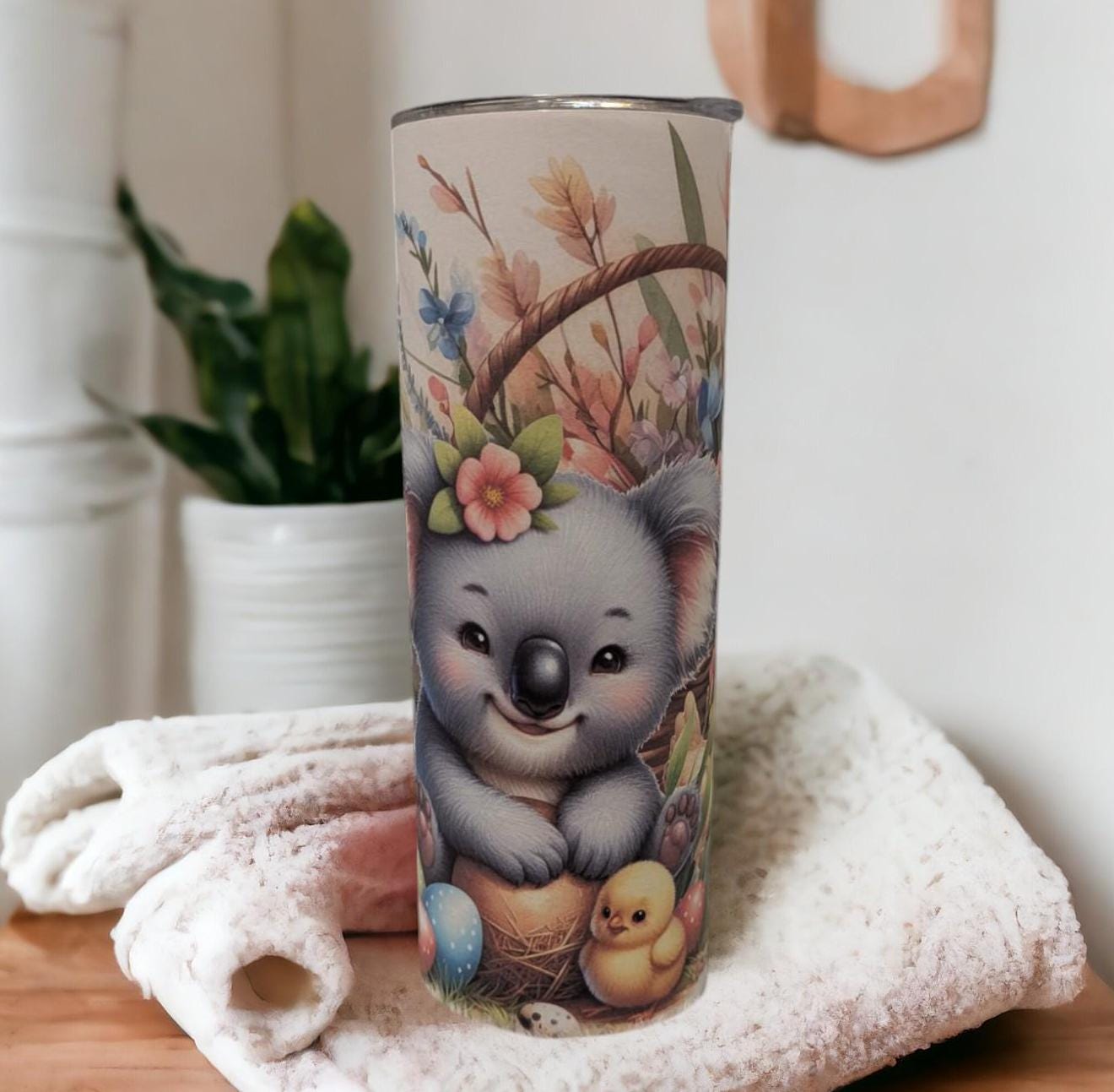 Easter Koala Bear Tumbler Can Also Be Personalized - Gift For The Easter Basket, Includes A Reusable Straw, For Hot Or Cold Drinks