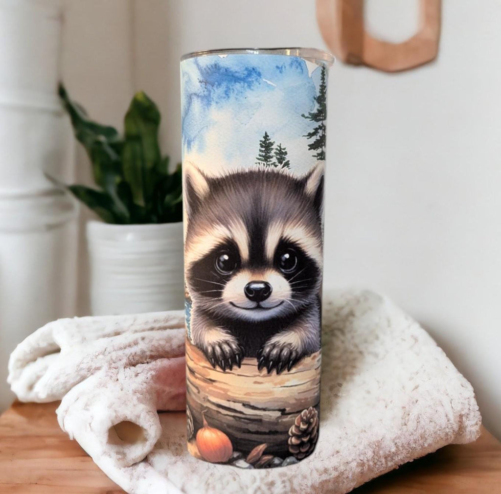 Cute Raccoon Tumbler That Can Be Personalized, Includes A Reusable Straw, Cup With Name, Raccoon Lover Gift, 20oz Tumbler