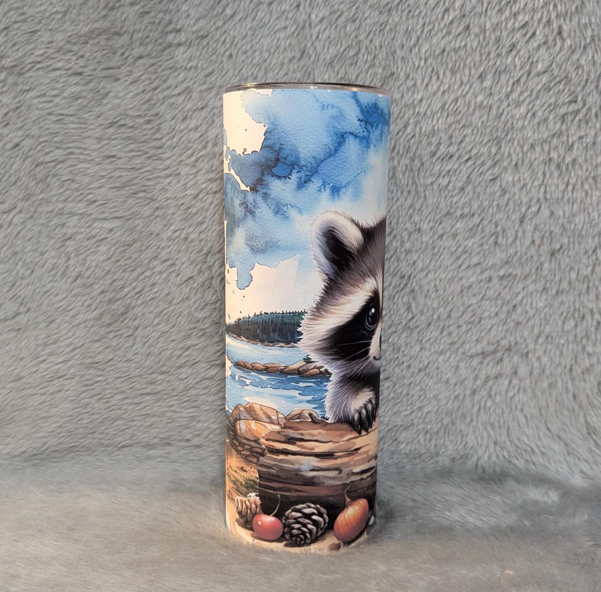 Cute Raccoon Tumbler That Can Be Personalized, Includes A Reusable Straw, Cup With Name, Raccoon Lover Gift, 20oz Tumbler