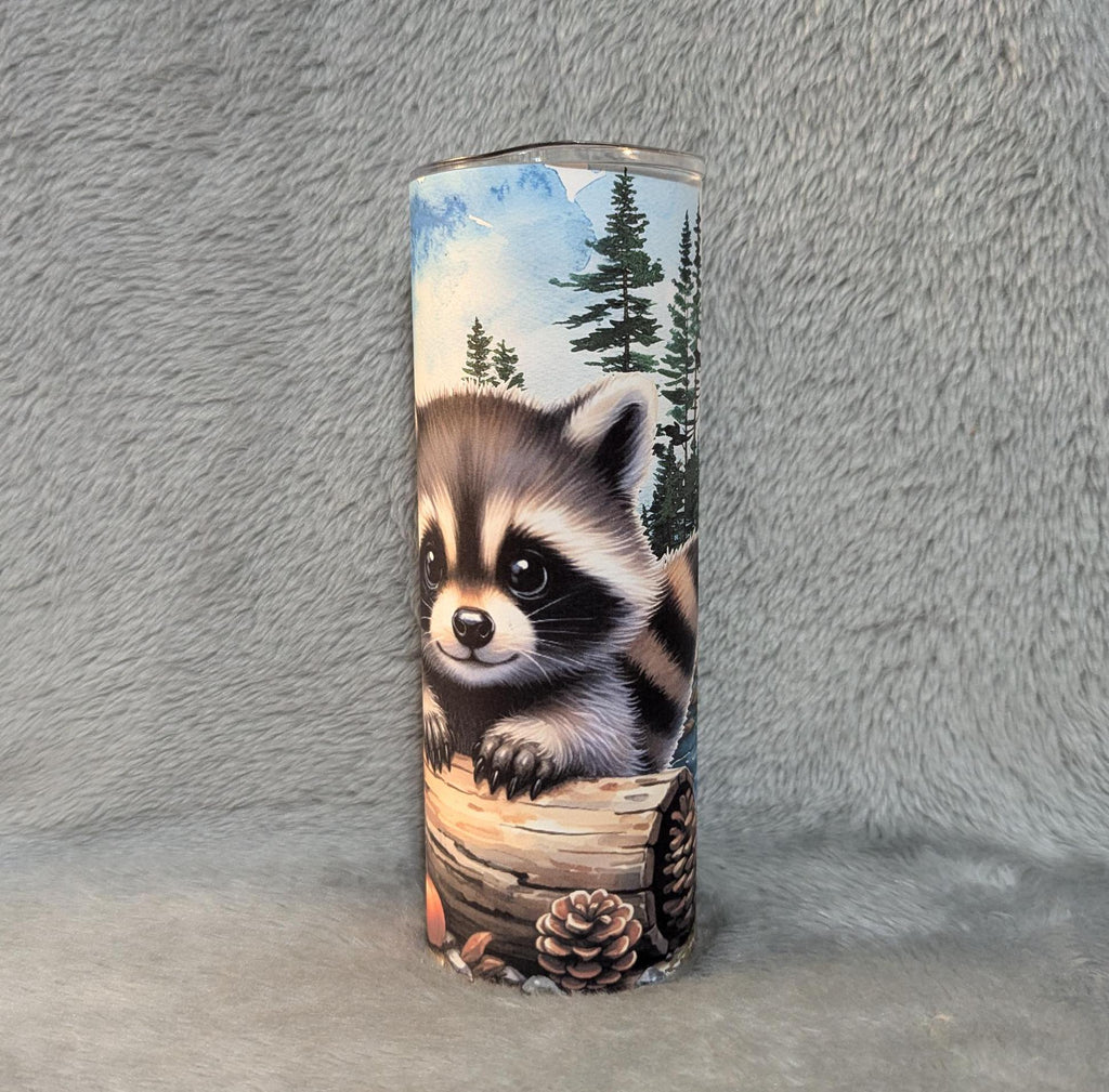 Cute Raccoon Tumbler That Can Be Personalized, Includes A Reusable Straw, Cup With Name, Raccoon Lover Gift, 20oz Tumbler
