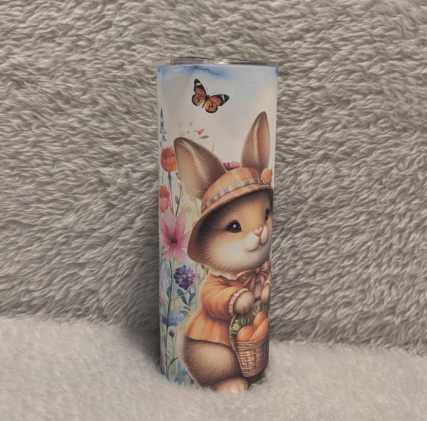 Cute Easter Bunny Tumbler Can Also Be Personalized - Gift For The Easter Basket, Includes A Reusable Straw, For Hot Or Cold Drinks