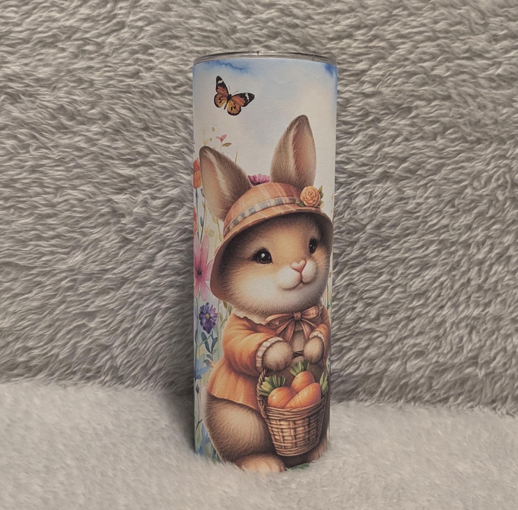 Cute Easter Bunny Tumbler Can Also Be Personalized - Gift For The Easter Basket, Includes A Reusable Straw, For Hot Or Cold Drinks