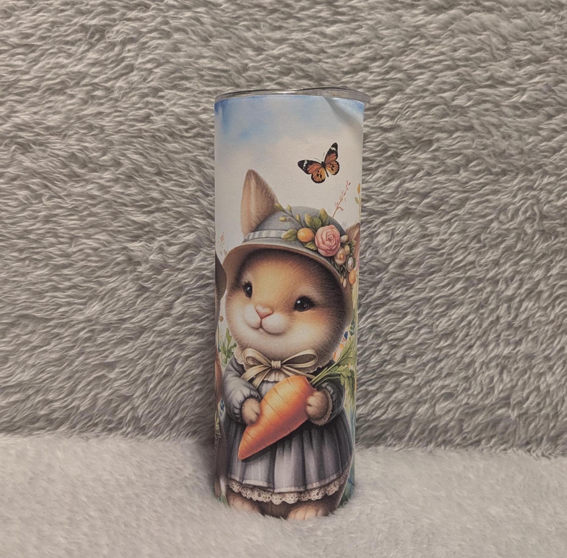Cute Easter Bunny Tumbler Can Also Be Personalized - Gift For The Easter Basket, Includes A Reusable Straw, For Hot Or Cold Drinks