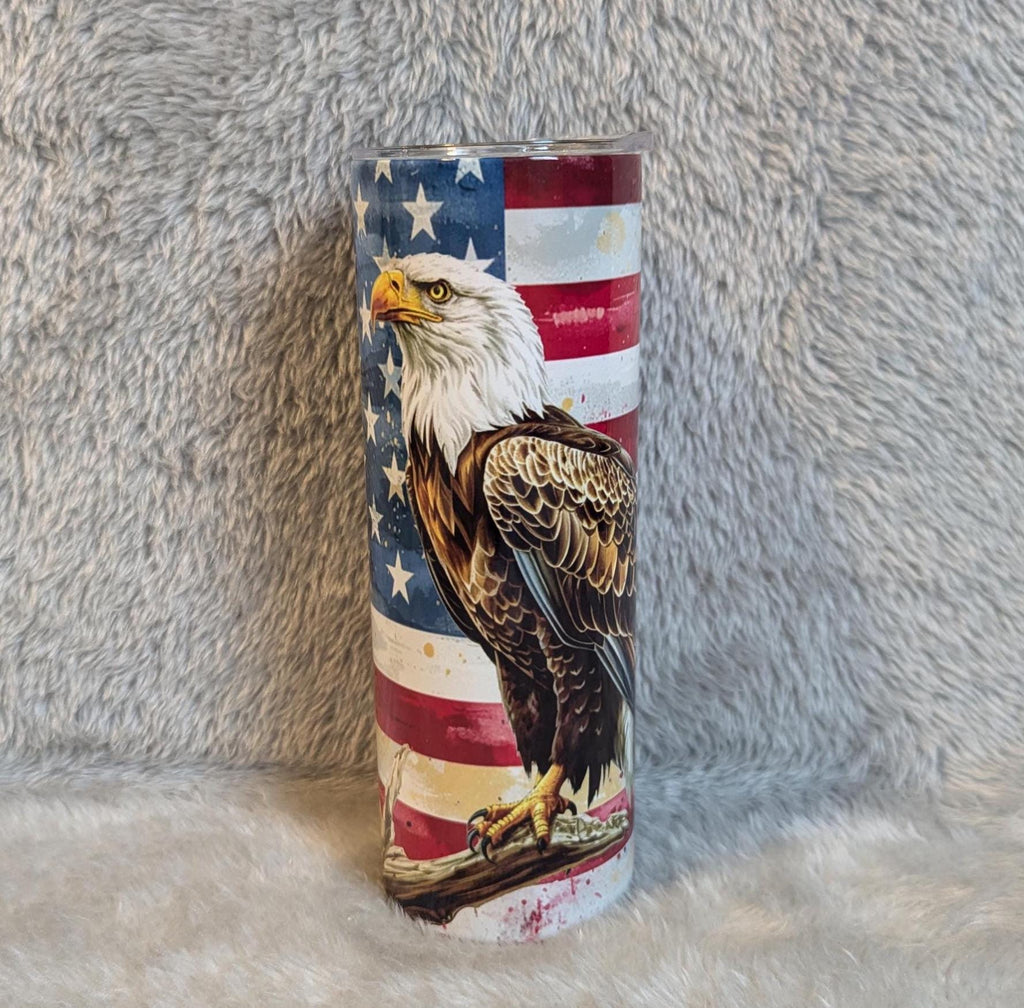 Patriotic Eagle Tumbler Can Be Personalized, Includes A Reusable Straw, Eagle Gift, 20oz Eagle Tumbler For Hot Or Cold Drinks