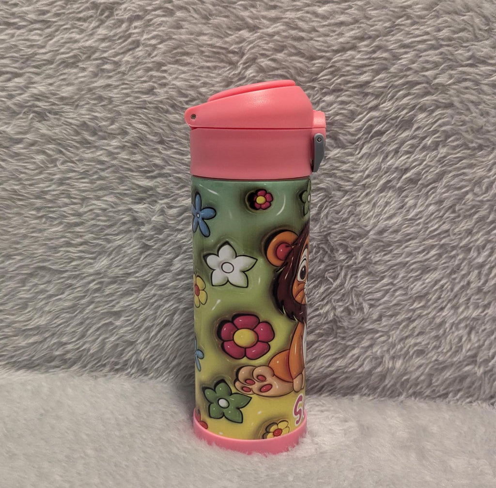 Kids Lion Water Bottle 12oz With Reusable Straw Can Be Personalized