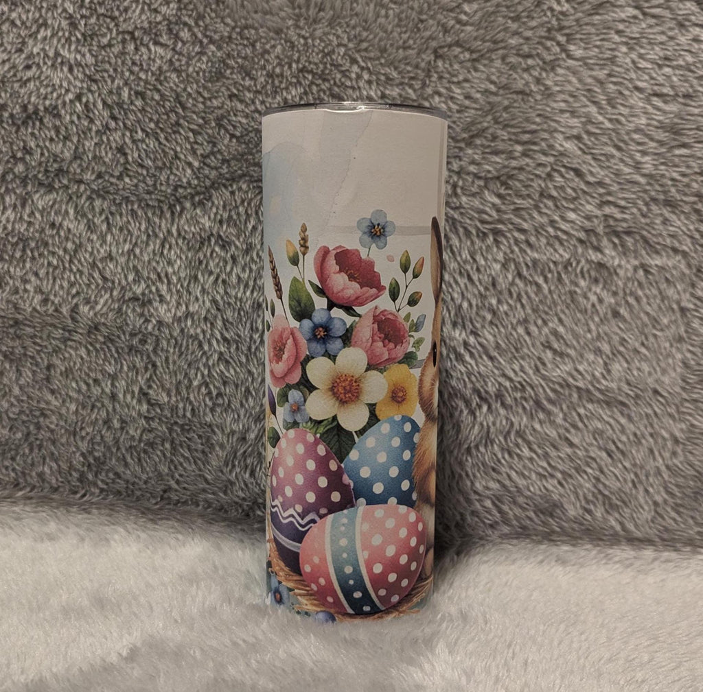 Cute Easter Bunny Tumbler Can Also Be Personalized - Great Easter Gift For The Easter Basket, Includes A Reusable Straw