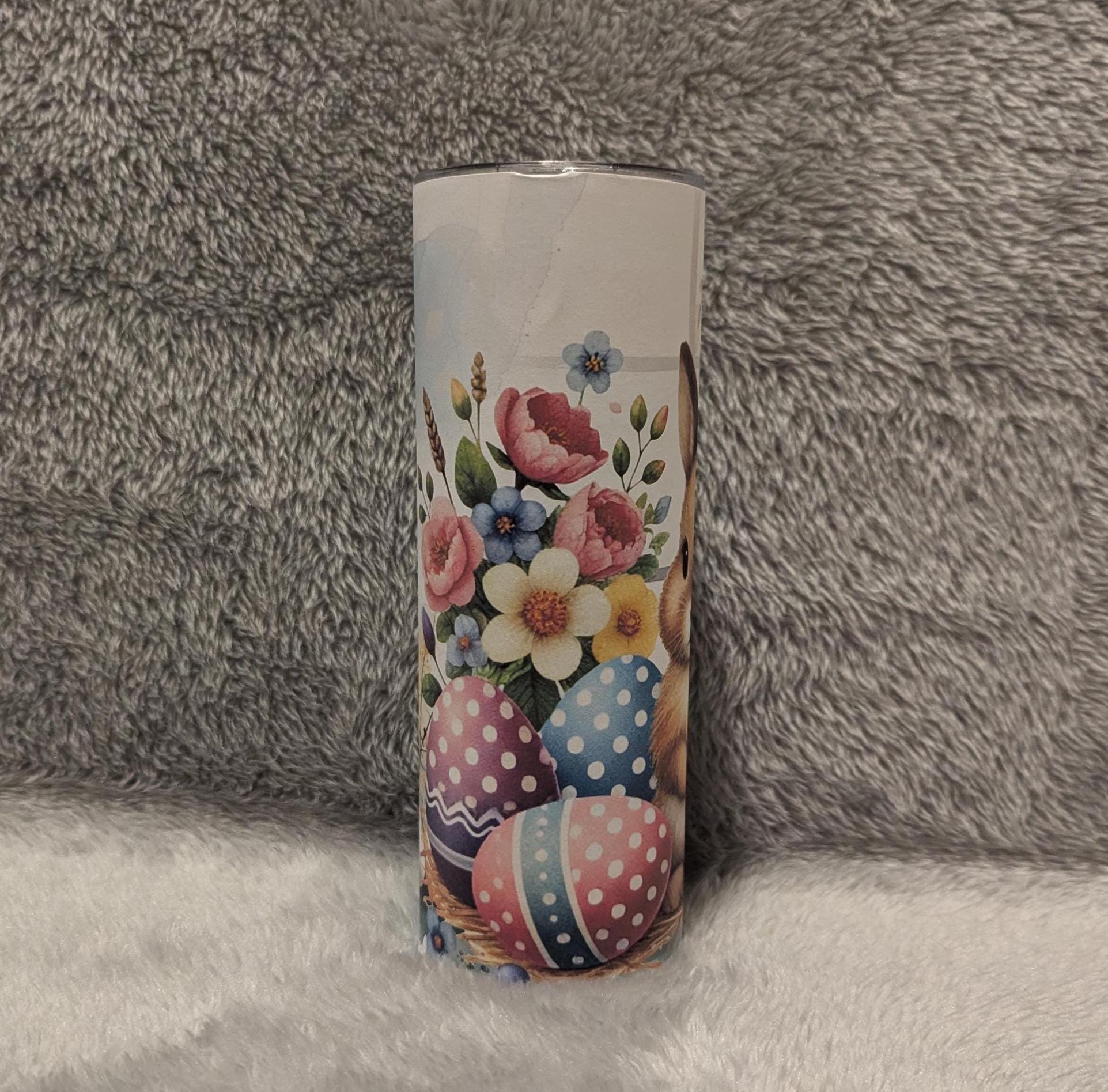 Cute Easter Bunny Tumbler Can Also Be Personalized - Great Easter Gift For The Easter Basket, Includes A Reusable Straw