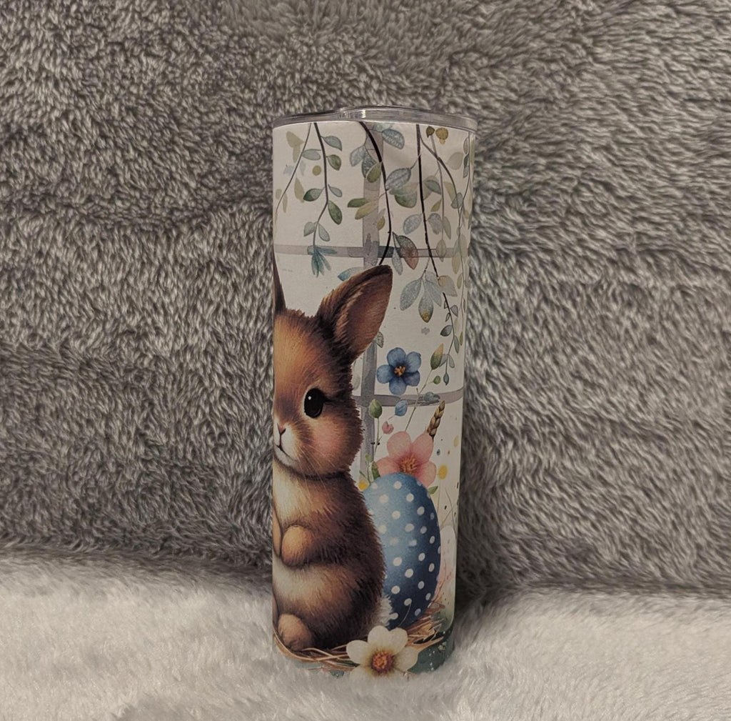 Cute Easter Bunny Tumbler Can Also Be Personalized - Great Easter Gift For The Easter Basket, Includes A Reusable Straw