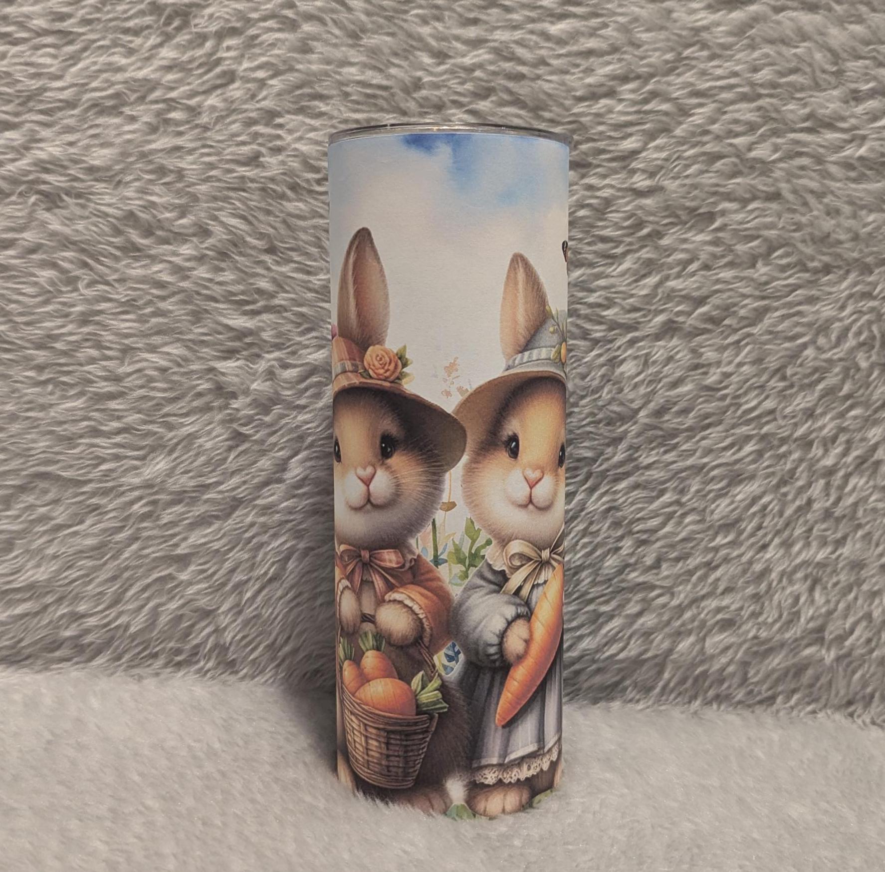 Cute Easter Bunny Tumbler Can Also Be Personalized - Gift For The Easter Basket, Includes A Reusable Straw, For Hot Or Cold Drinks