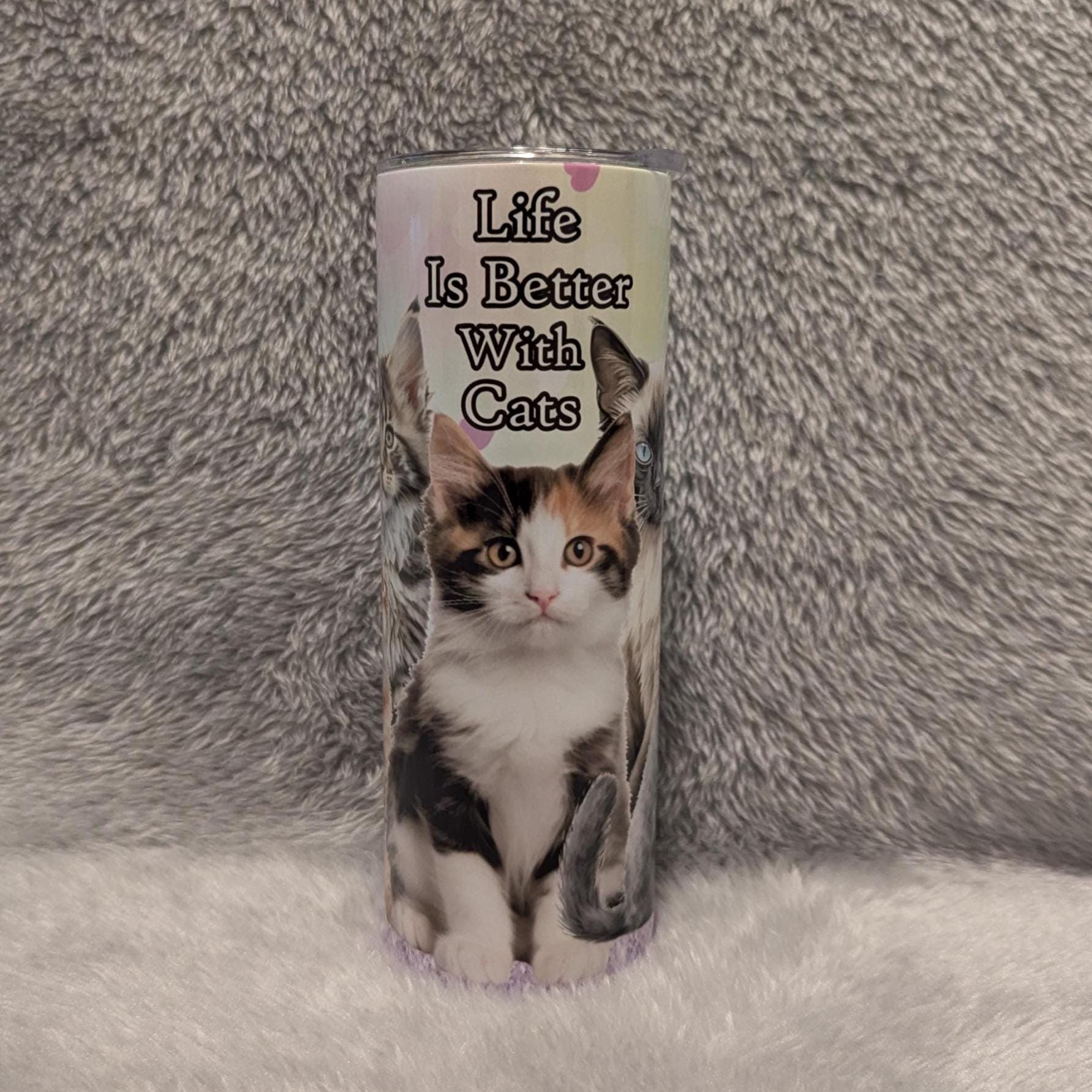 Life Is Better With Cats Tumbler 20oz With Reusable Straw, Can Be Personalized