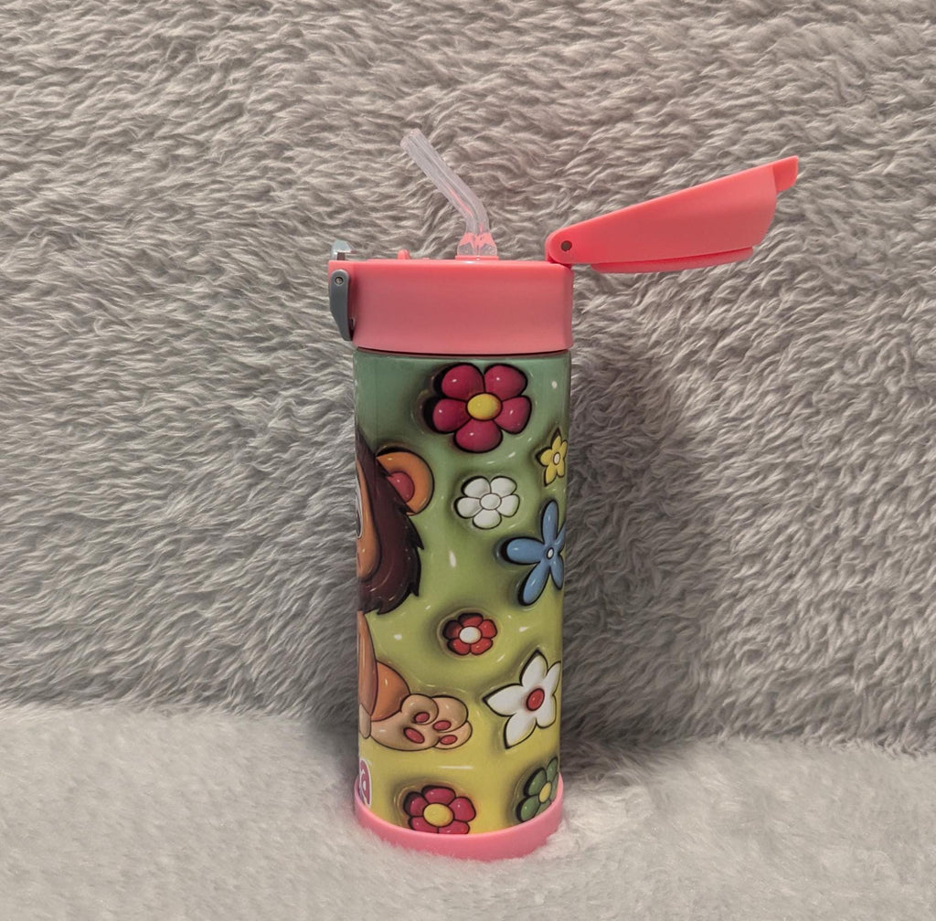 Kids Lion Water Bottle 12oz With Reusable Straw Can Be Personalized