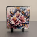 Floral Slate Bee Picture With Display Legs