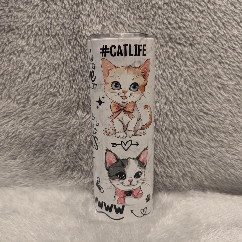 Just A Girl Who Loves Cats Tumbler With Cat Affirmations 20oz With Reusable Straw