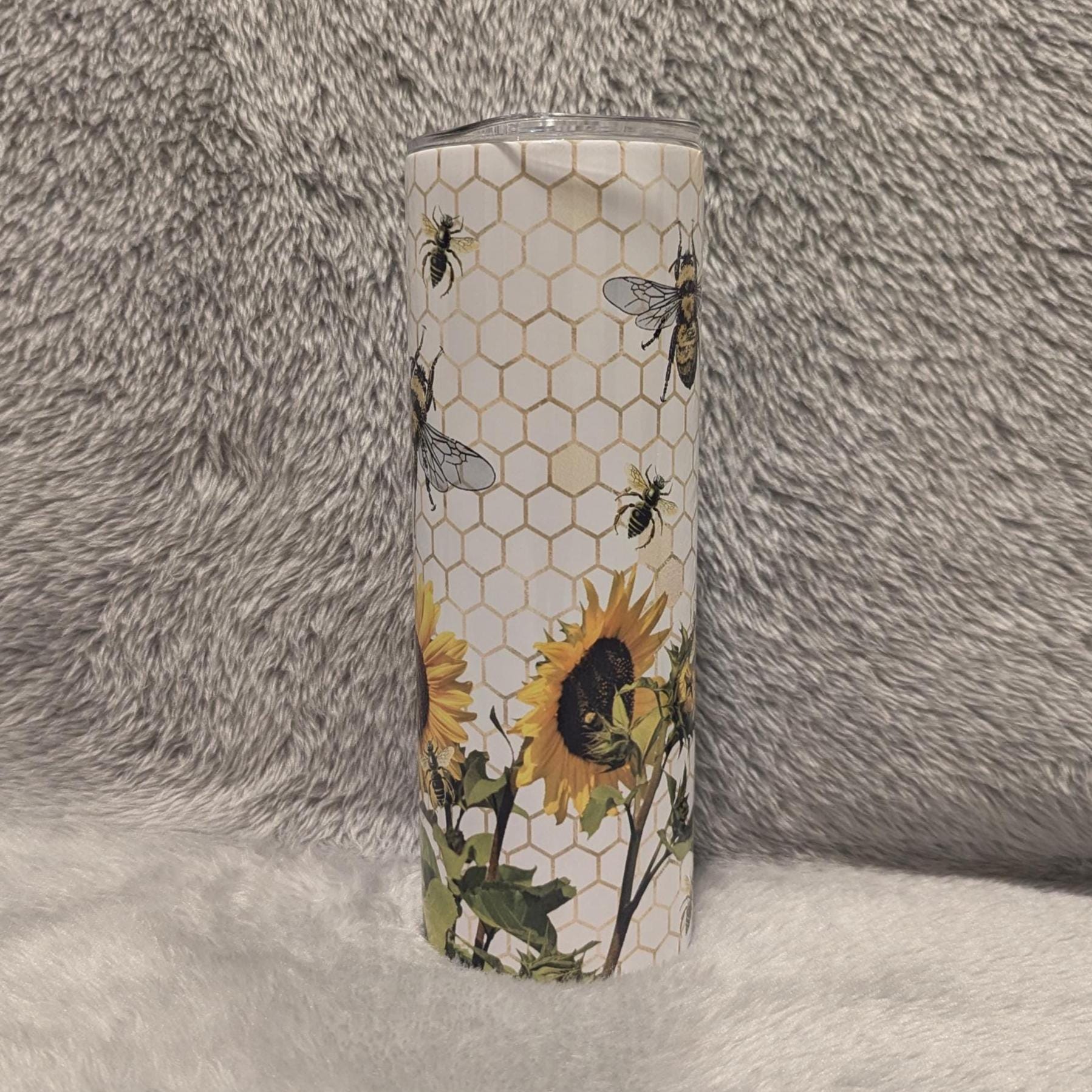 Honey Bee Tumbler 20oz With Reusable Straw, Can Be Personalized