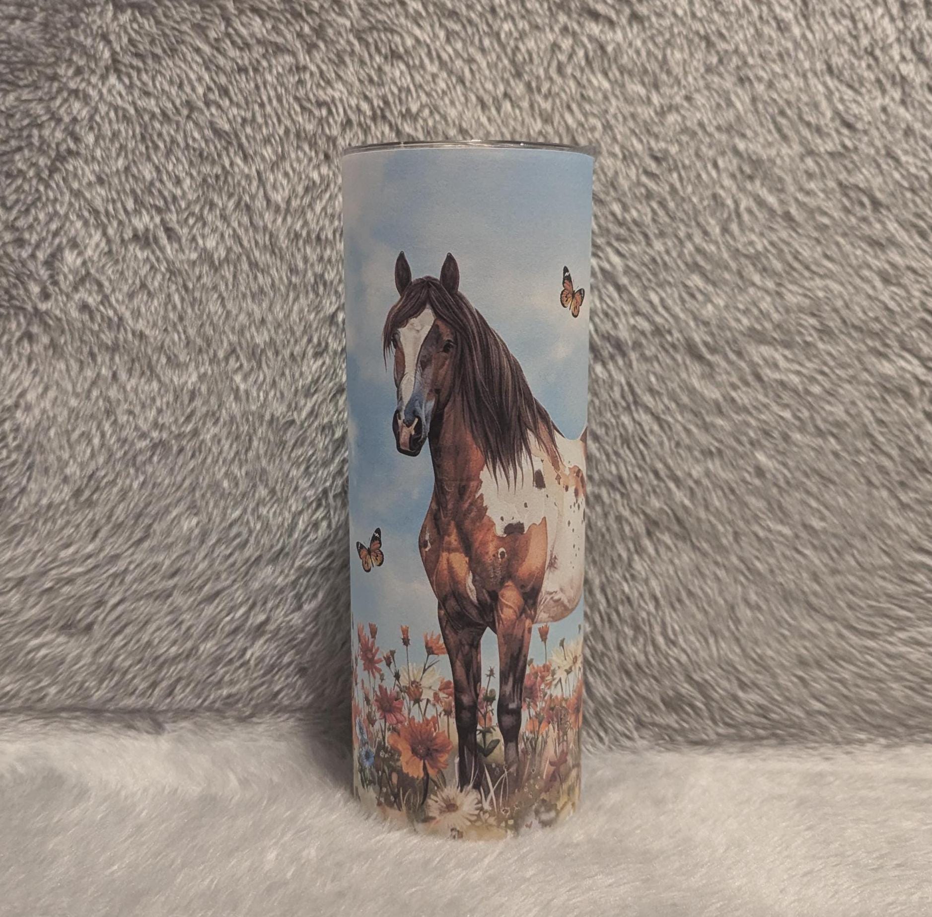 Pretty Horse Tumbler Can Be Personalized, 20oz Skinny Tumbler, Horse Lover Gift For Her, Includes A Straw - For Hot Or Cold Drink