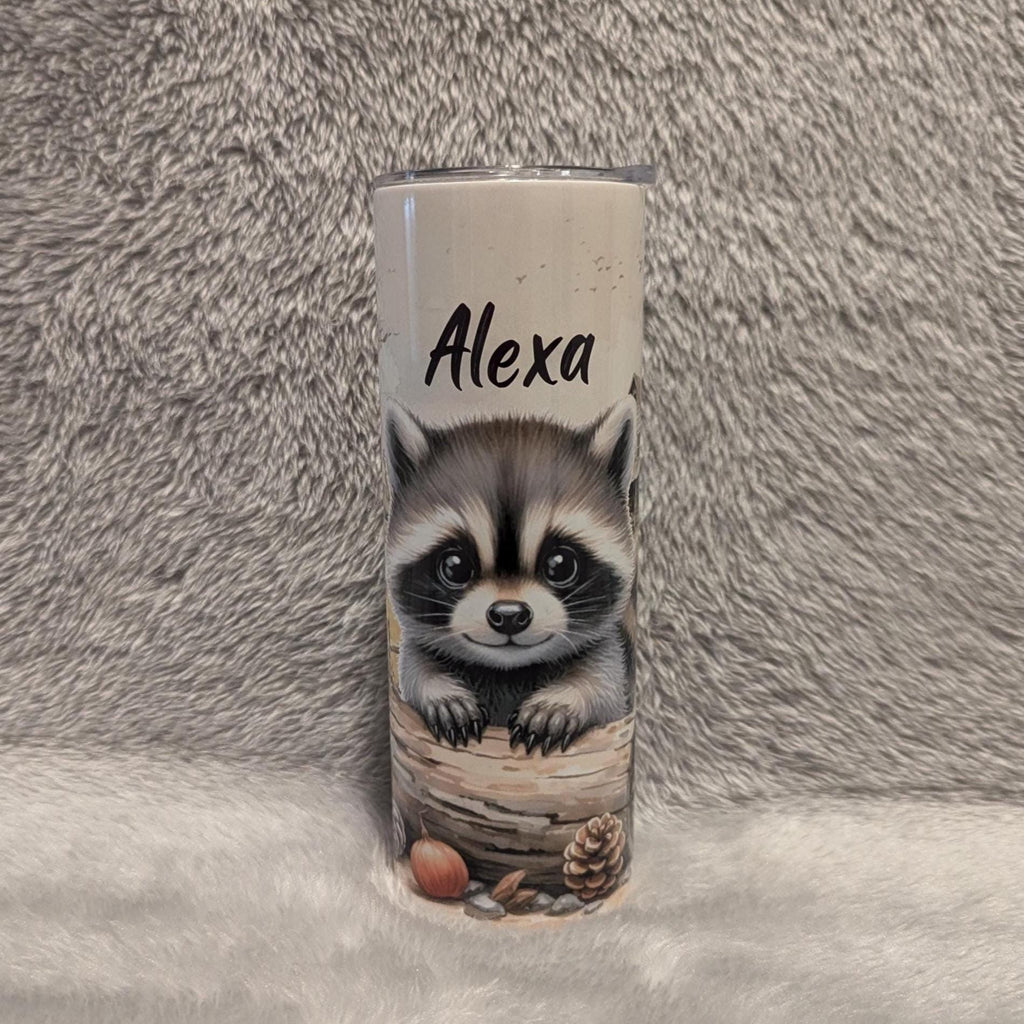 Raccoon Tumbler That Can Be Personalized, Includes A Reusable Straw, Cup With Name, Raccoon Lover Gift, 20oz Tumbler