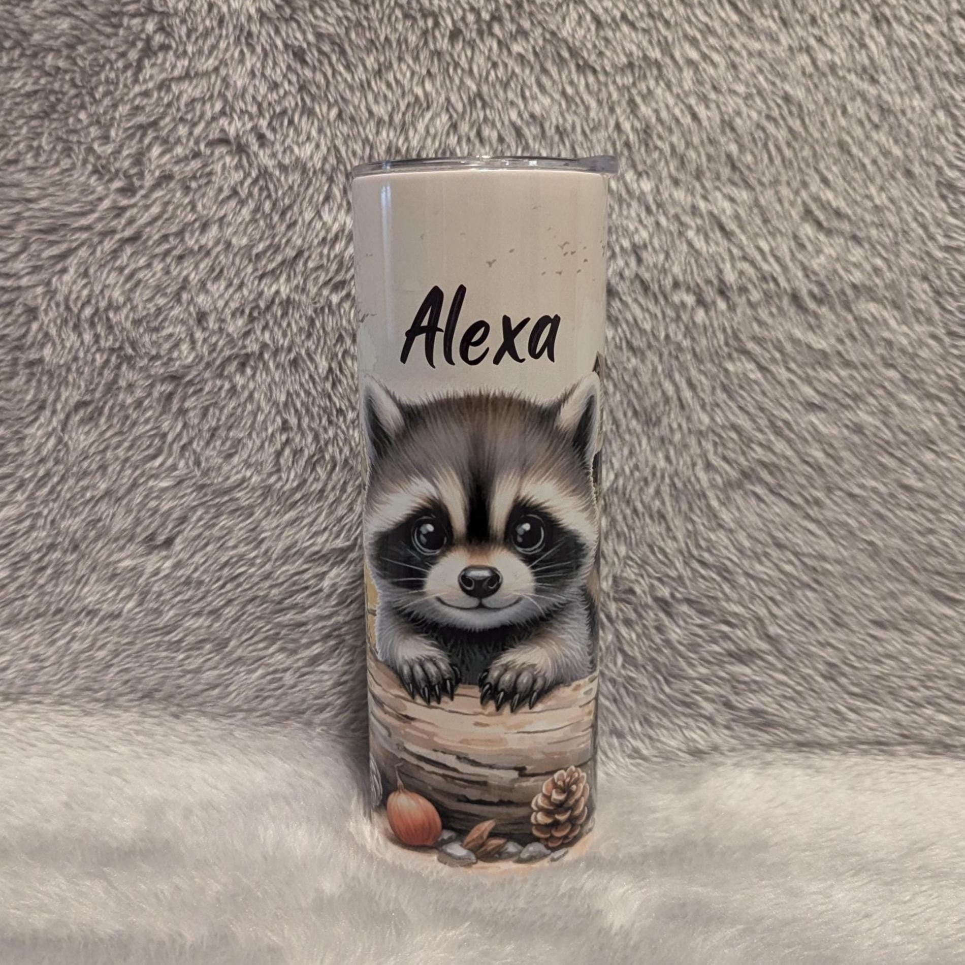 Raccoon Tumbler That Can Be Personalized, Includes A Reusable Straw, Cup With Name, Raccoon Lover Gift, 20oz Tumbler