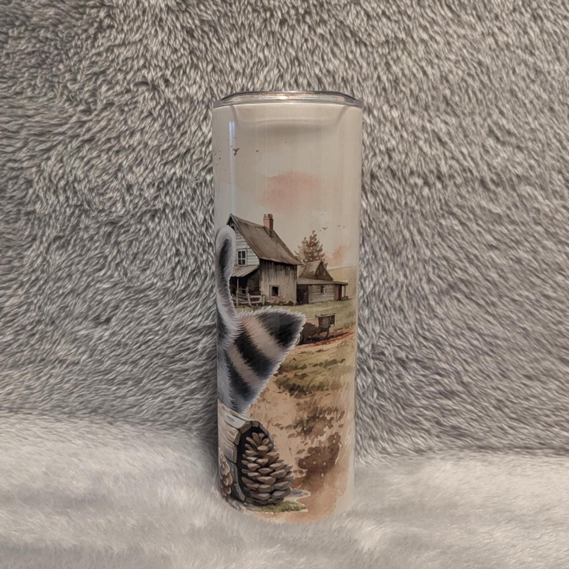 Raccoon Tumbler That Can Be Personalized, Includes A Reusable Straw, Cup With Name, Raccoon Lover Gift, 20oz Tumbler