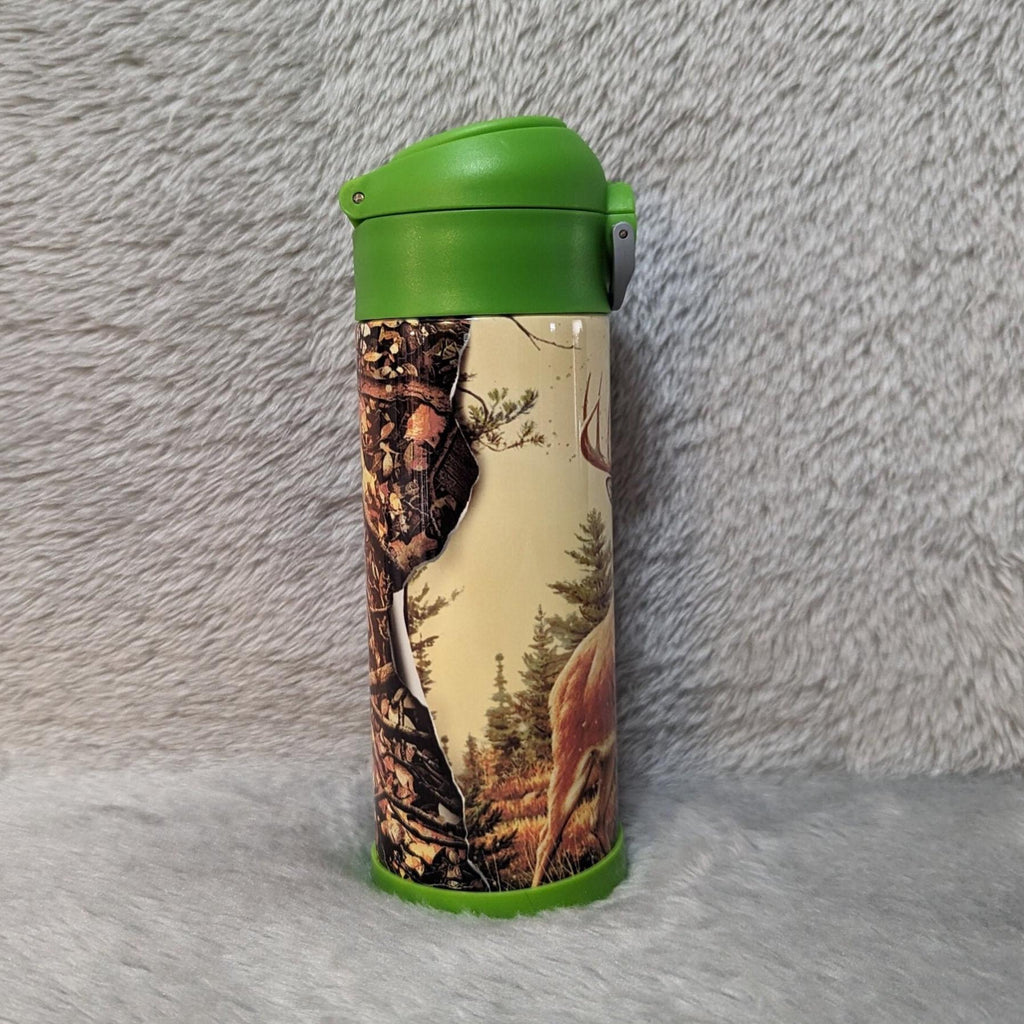 Kids Deer Water Bottle 12oz With Reusable Straw Can Be Personalized