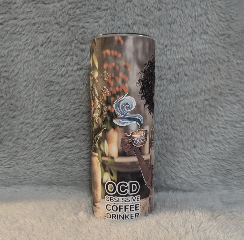 Obsessive Coffee Drinker Tumbler 20oz With Reusable Straw, Can Be Personalized
