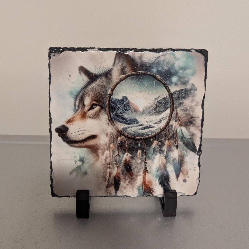 Slate Wolf Picture With Display Legs