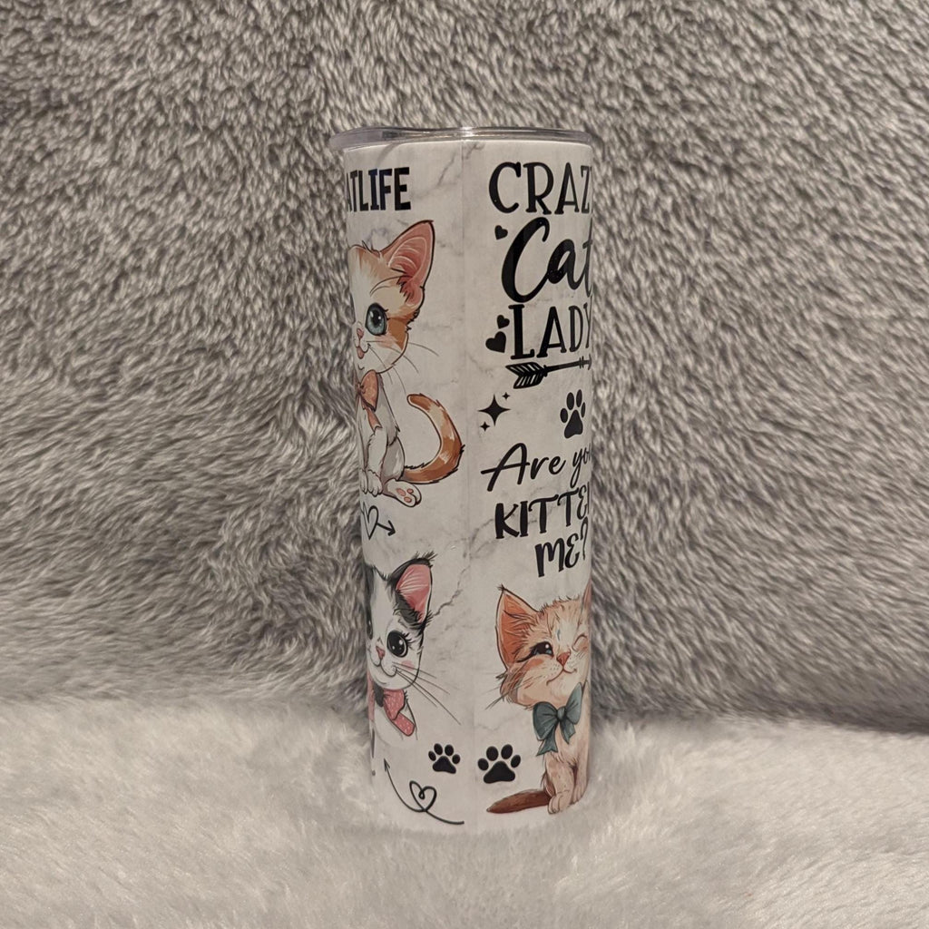 Just A Girl Who Loves Cats Tumbler With Cat Affirmations 20oz With Reusable Straw