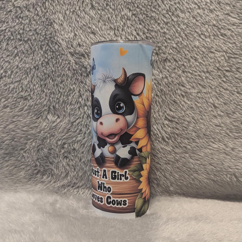 Just A Girl Who Loves Cows Tumbler 20oz With Reusable Straw, Can Be Personalized