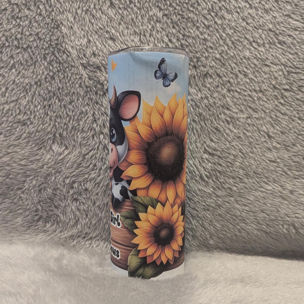 Just A Girl Who Loves Cows Tumbler 20oz With Reusable Straw, Can Be Personalized