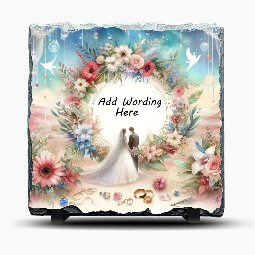 Customizable Slate Wedding Picture With Display Legs