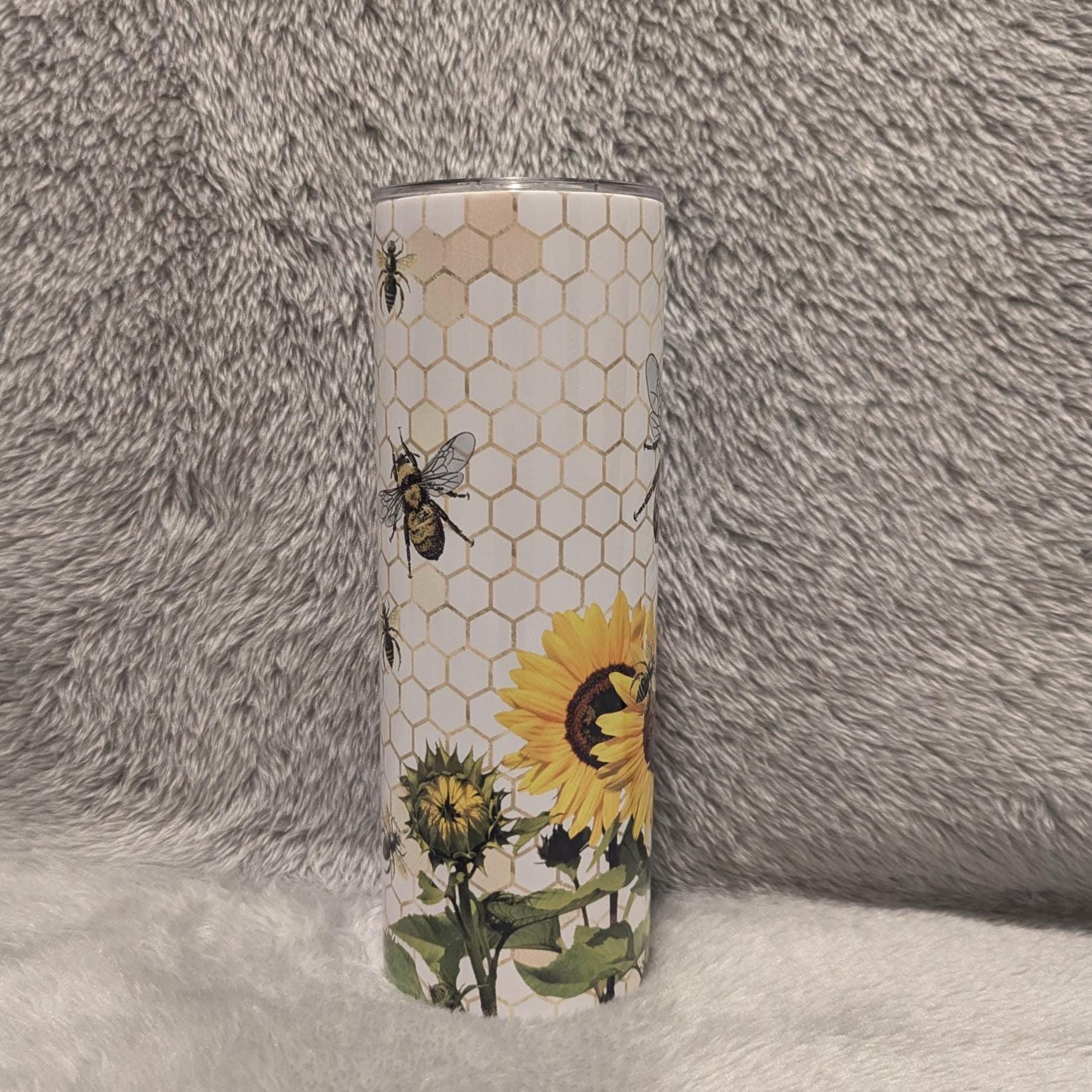 Honey Bee Tumbler 20oz With Reusable Straw, Can Be Personalized