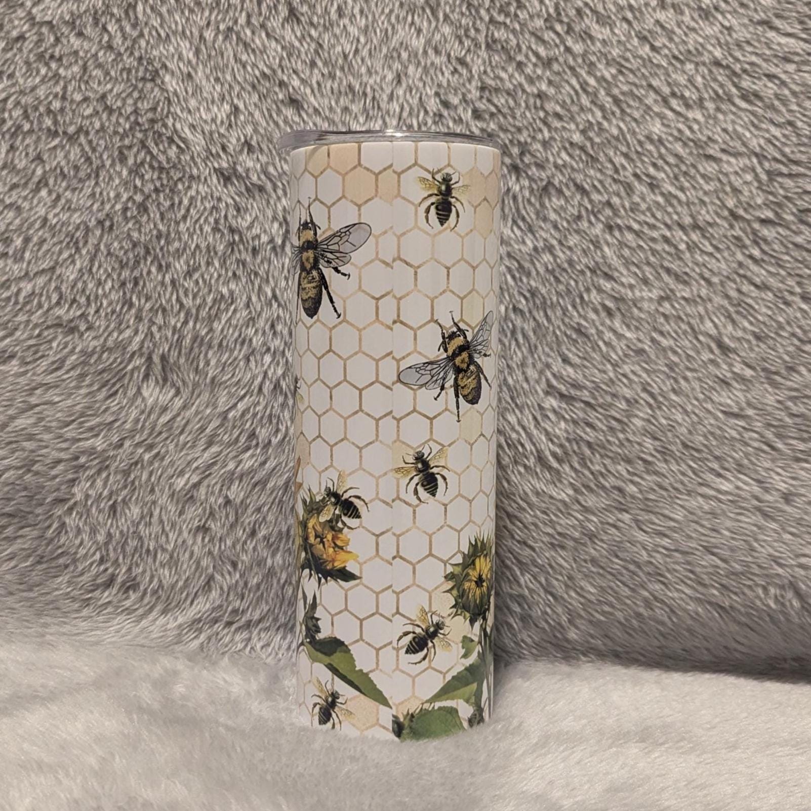 Honey Bee Tumbler 20oz With Reusable Straw, Can Be Personalized