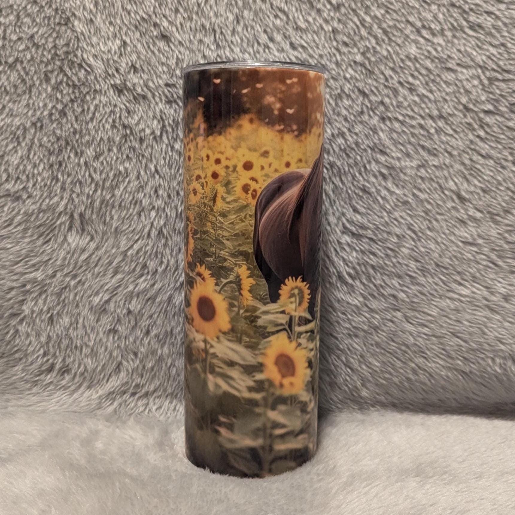 Floral Horse Tumbler 20oz With Reusable Straw, Can Be Personalized