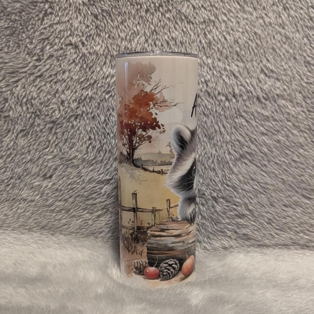 Raccoon Tumbler That Can Be Personalized, Includes A Reusable Straw, Cup With Name, Raccoon Lover Gift, 20oz Tumbler