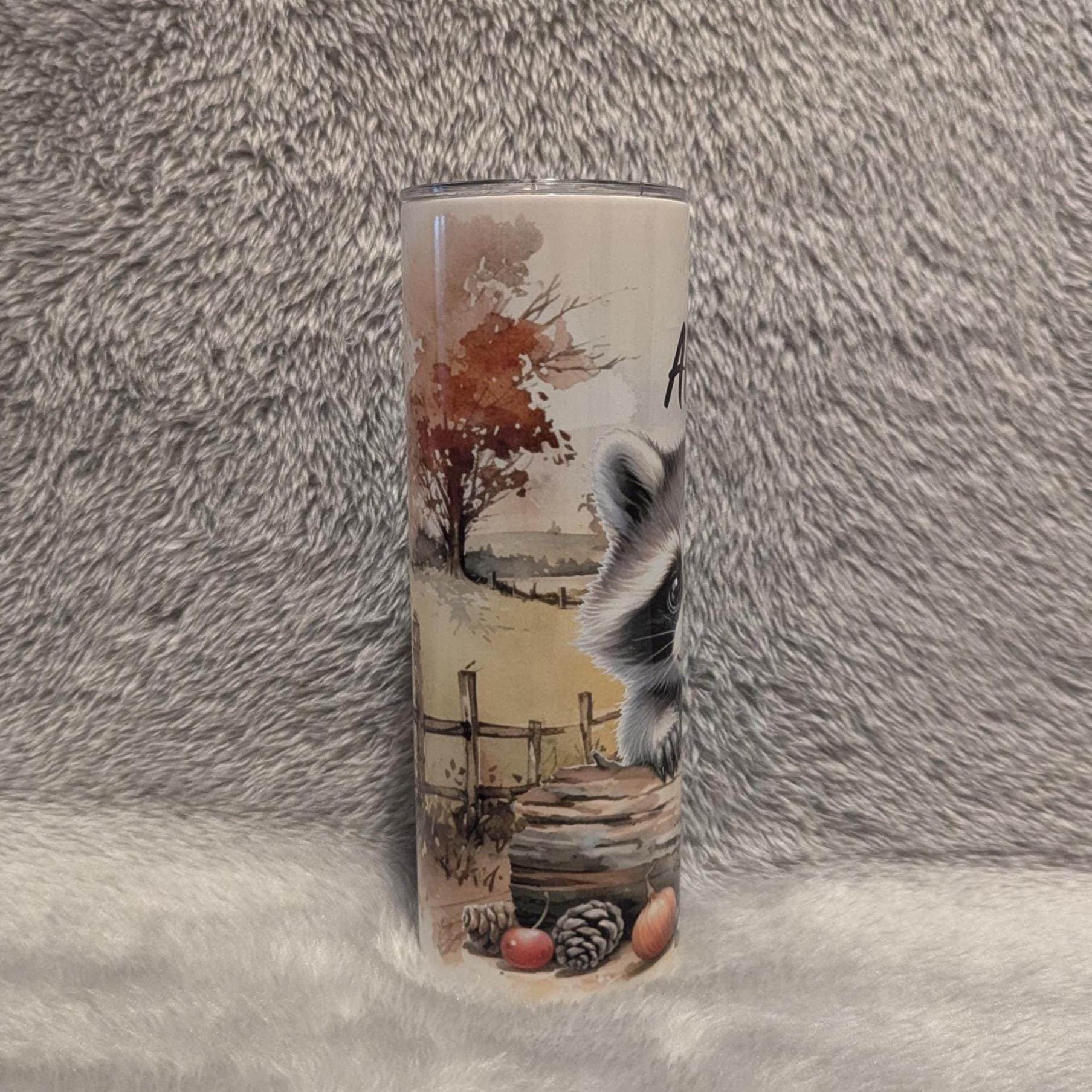 Raccoon Tumbler That Can Be Personalized, Includes A Reusable Straw, Cup With Name, Raccoon Lover Gift, 20oz Tumbler
